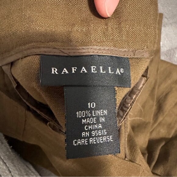 Rafaella Brown Linen Pleated Trousers Size 10 Women’s - Picture 9 of 9